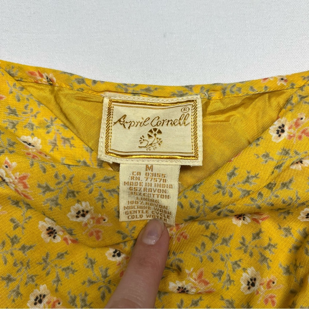 Vintage APRIL CORNELL Yellow Floral Dress Cottage Core farm house set - Picture 11 of 14
